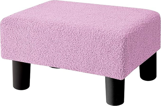 BRIAN & DANY Small Foot Stool Ottoman, Footstool with Legs, Teddy Velvet Foot Rest for Living Room, Bedroom and Office, Purple