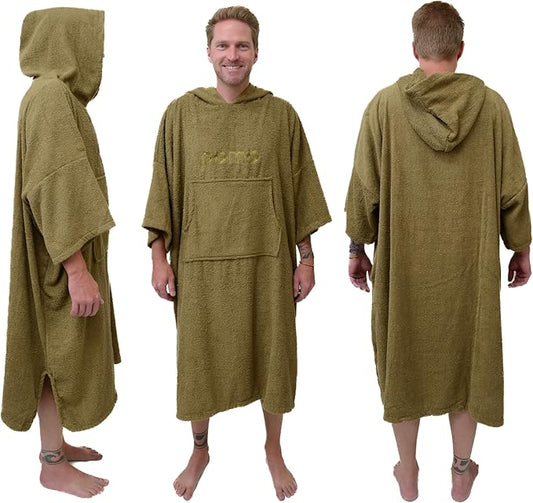 Pomo Surf Poncho, Towel Poncho Made of 100% Cotton, Unisex Changing Towel and One-Size Fits All Adult Changing Poncho.