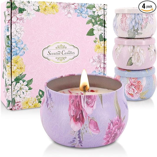 Naimo 4 Pack Scented Candles Long Lasting Soy Wax Aromatherapy Candle for Home Bath Yoga Birthday Gift Set Women Present