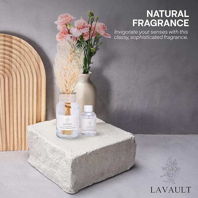 Scented Reed Diffuser - Aromatherapy Diffuser Sticks - Provides Long Lasting Scent - Reduce Stress and Anxiety - Reed Diffuser for Bathroom - English Pear and Freesia - 3.38oz