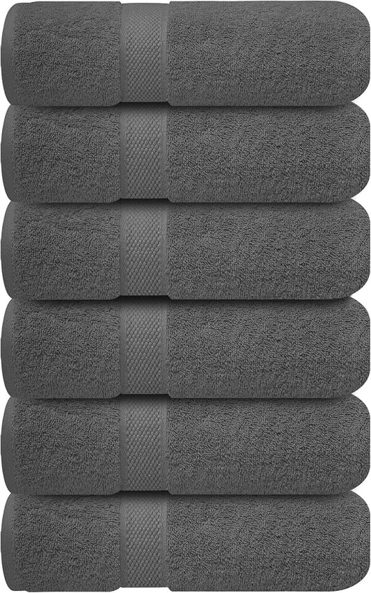 Infinitee Xclusives 100% Cotton Hand Towels for Bathroom – Ultra-Soft & Highly Absorbent, 6-Pack, Gym, Spa & Hotel | Shadow Grey |