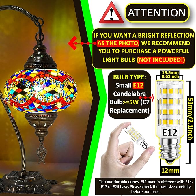 CHICON Handmade Mosaic Turkish Lamp | Genuine Glass Mosaic | A Piece of Art in Unique Lamps | Antique Vintage Lamp | Tiffany Boho Lamp | Moroccan Bohemian Small Table Lamp - SWAN Wave Mix