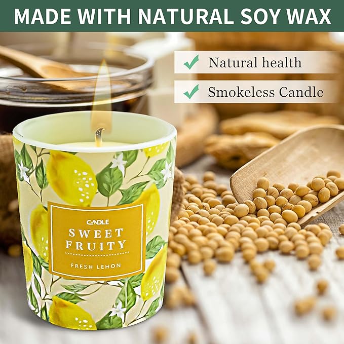 Candles for Home Scented, 3 PCS Cotton Wicks for Soy Natural Candles, Circle Candle for Cleansing House for Stress Relief and Promote Sleep, Candles Set Gifts for Women and Men(Orange & Lemon)
