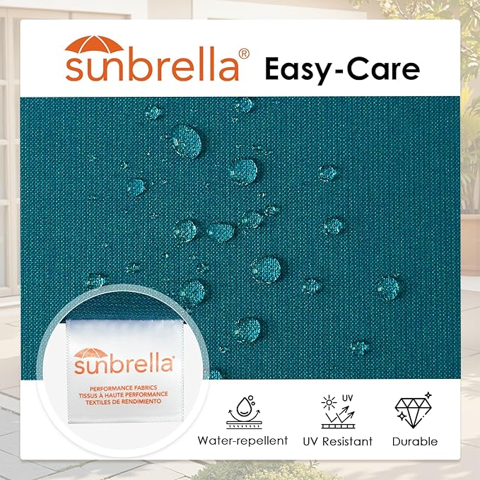 Sunbrella Outdoor High Back Chair Cushion, 2 Pack 48 x 24 inches Patio Chair Cushions Water Repellent Rocking Cushions Indoor Furniture Seat Pad with 2 Pillows, Spectrum Peacock