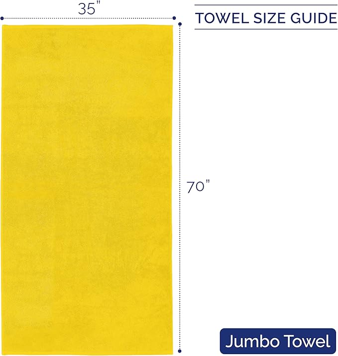 Elegant Comfort Premium Turkish Cotton 1 Piece Jumbo Bath Towel - 35 x 70 inch, Luxurious Hotel Spa Quality 100% Turkish Cotton Large Bath Towel - Highly Absorbent - Soft Bathroom Towel, Yellow