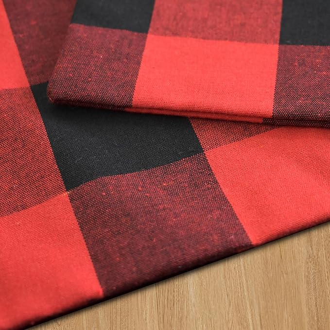 Red & Black 2 Side Cotton Buffalo Check Placemats Set of 4 Heat Resistant Dining Table Place Mats for Kitchen Table, 12 x 18 inches