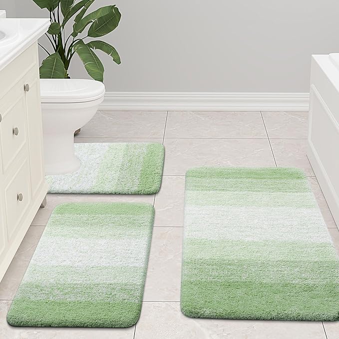 Arotive Microfiber Bathroom Rugs, Shaggy Soft and Absorbent Bath Rug, Non-Slip, Thick Plush Machine Washable Dry Bath Mats for Bathroom, Tub and Shower, 47x24, Sage Green
