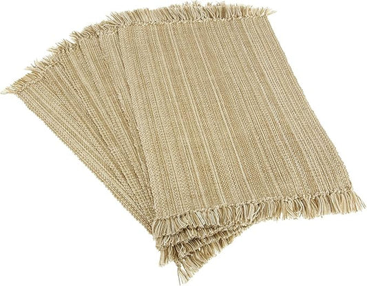 DII Variegated Tabletop Collection, Placemat Set3x19, Off-White, 6 Piece