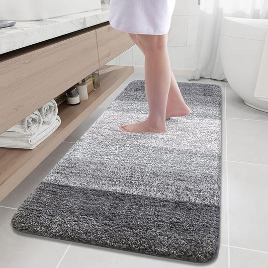 Arotive Microfiber Bathroom Rugs, Shaggy Soft and Absorbent Bath Rug, Non-Slip, Thick Plush Machine Washable Dry Bath Mats for Bathroom, Tub and Shower, 59x35, Grey