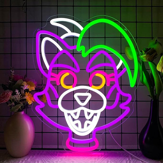 Anime Cartoon Glamrock Roxanne Wolf Neon Signs for Wall Decor,USB Dimmable Cartoon Game Neon Light for Bedroom Gaming Room Man Cave Bar Birthday Gifts(12.7 * 15.7in)