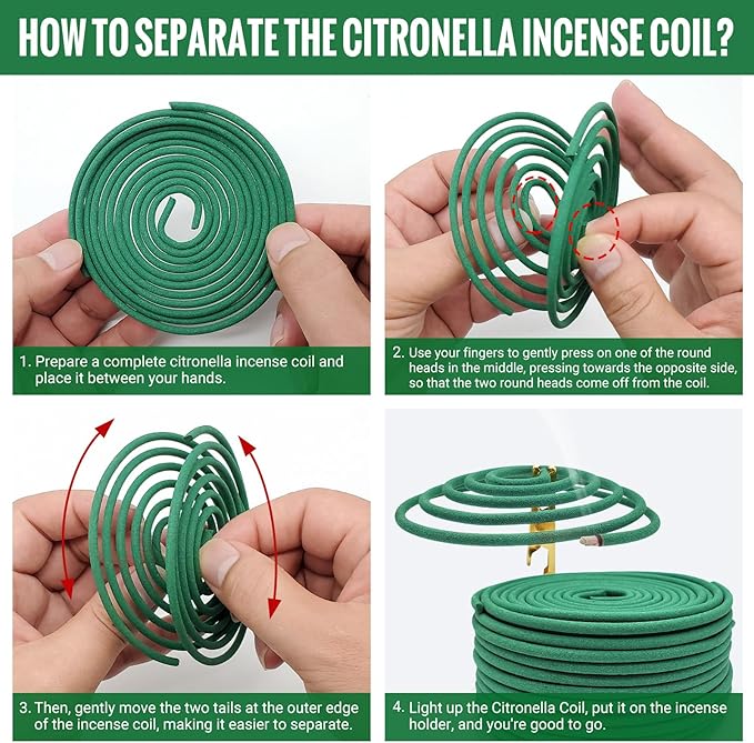 Citronella Incense coils, Made from Natural Plants, Suitable for Outdoor, Living Room, Terrace use (24 coils and 1 Coil Holders)