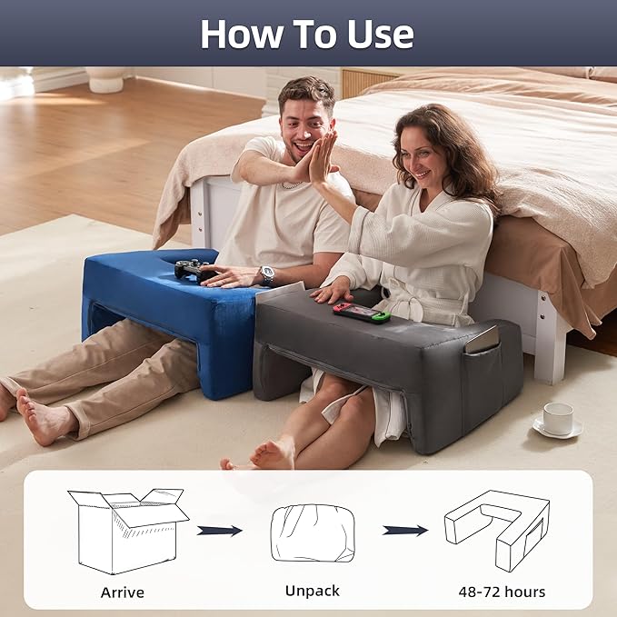 Homguava Reading Pillow Memory Lap Desk Foam Pillow for Adults Gaming Pillow Arm Rest Pillow for Reading, Crocheting, Gaming or Sitting in Bed (Grey, Large)