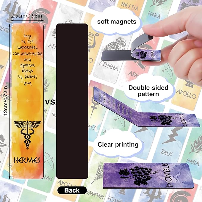 Greek Mythologies Magnetic Bookmark - 28PCS Olympians Gods Magnetic Bookmarks The Gods of Ancient Greece Book Marks Page Magnets Marker Clip for Book Lovers Student Teacher Reading Bookish Gift