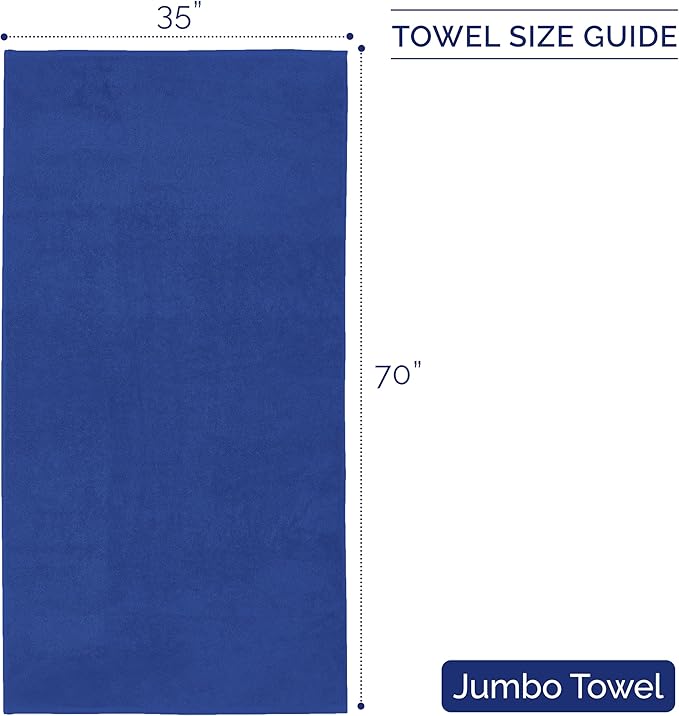 Elegant Comfort Premium Turkish Cotton 1 Piece Jumbo Bath Towel - 35 x 70 inch, Luxurious Hotel Spa Quality 100% Turkish Cotton Large Bath Towel - Highly Absorbent - Soft Bathroom Towel, Royal Blue