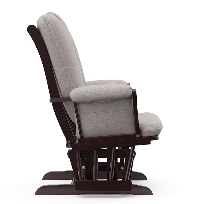 Storkcraft Tuscany Custom Glider and Ottoman with Free Lumbar Pillow (Espresso/Taupe Swirl) - Cleanable Upholstered Comfort Rocking Nursery Chair with Ottoman