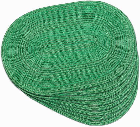Noctiflorous Oval Braided Placemats Set of 8 Woven 12x18 Inch Non Slip Washable Heat Resistant Place Mats Round Tablemats for Dining Kitchen Party Daily Table Decor Dinner Mats (04 Green Shine, 8)