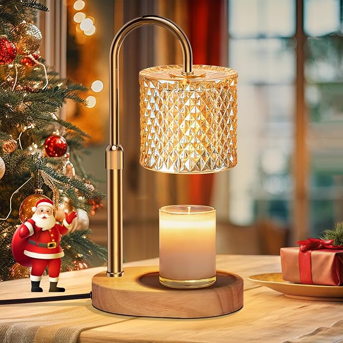 Electric Candle Lamp Warmer with Timer Dimmer Adjustable Height,Gifts for Women and Men,Vintage Home Decor with 2 Bulbs