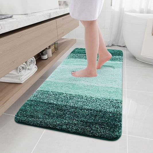 Arotive Microfiber Bathroom Rugs, Shaggy Soft and Absorbent Bath Rug, Non-Slip, Thick Plush Machine Washable Dry Bath Mats for Bathroom, Tub and Shower, 54x24, Dark Green