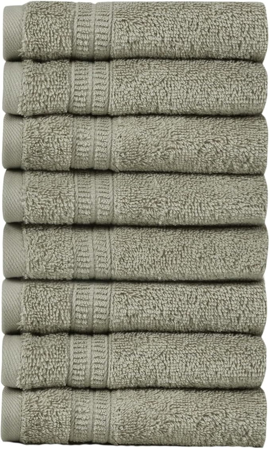 HOMELOVER 8 Pack Washcloths - 100% Organic Cotton, 500 GSM, Hotel & Spa Quality, Soft, Quick Dry, Highly Absorbent Towels for Face & Hand Wash, Shower, Gym & Bathroom Essentials (Space Gray)