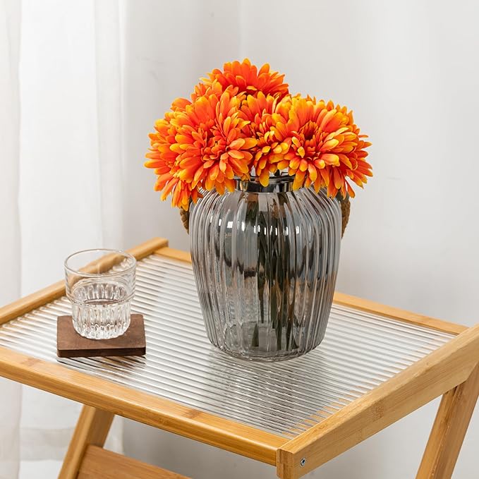 TOPIA Artificial African Daisies Flowers African Daisy Silk Flowers Artificial Gerbera Daisies Faux Daisies Pack of 20 (Orange)