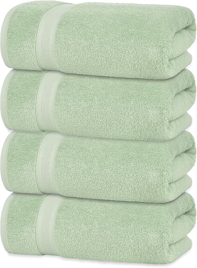 Quick-Dry, Soft & High Absorbent Hand Towels 16"x29" Cotton Turkish Hand Towel Set of 4 | Daily Use 100% Cotton Towels for Bathroom, Gym & More | Bathroom Hand Towels (4 Pcs, Green)