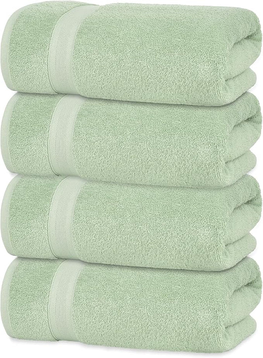 Quick-Dry, Soft & High Absorbent Hand Towels 16"x29" Cotton Turkish Hand Towel Set of 4 | Daily Use 100% Cotton Towels for Bathroom, Gym & More | Bathroom Hand Towels (4 Pcs, Green)