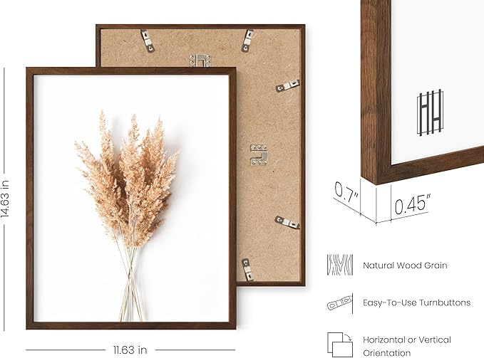 Haus and Hues Flower Wall Decor - Set of 4 Floral Wall Art, Floral Wall Decor, Flower Wall Art, Flower Painting with Frame, Floral Pictures Wall Decor, Flower Pictures Wall Decor (Walnut Frame, 11x14)