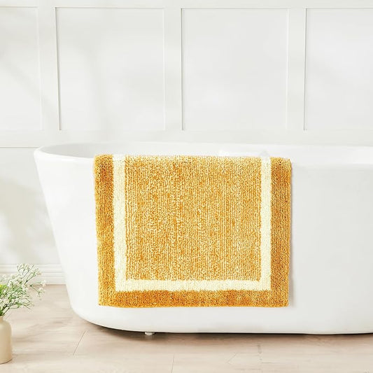CozeCube Bath mats for Bathroom Non Slip, Fluffy Absorbent Microfiber Runner Bath mat Washable, Long Bath mat for Bathroom Floor, Soft Bath Rugs for Sink, Harvest Gold, 47"X24"