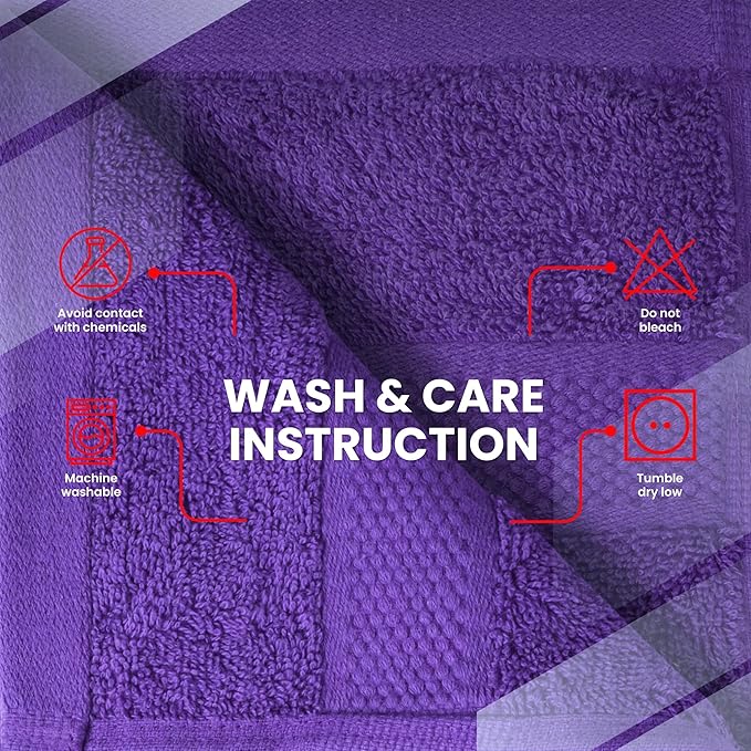 Infinitee Xclusives Luxury Wash Cloths for Showering [12x12] – 100% Cotton Washcloths [Pack of 4], Soft and Absorbent Face Towels for Bathroom Wash Clothes, Gym, and Spa (Profound Purple)