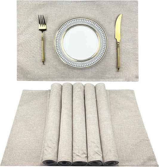 Weabetfu Cloth Placemats Set of 6 Heat Resistant Dining Table Placemmats Cotton Linen Machine Washable Kitchen Table Mats Wrinkle Free Thick Fabric Place Mat,Easy to Clean,13"x19"