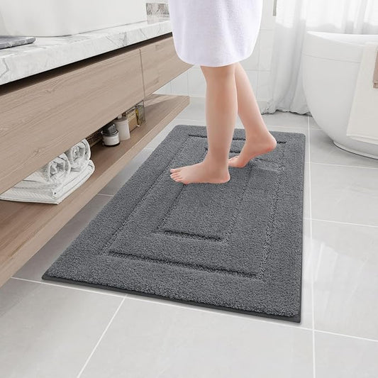 Buganda Bathroom Rugs, 36" x 24", Soft and Absorbent Microfiber Bath Rugs, Non-Slip Shaggy Shower Carpet, Machine Wash Dry Bath Mats for Bathroom Floor, Tub and Shower, Dark Grey