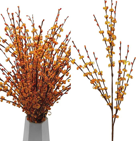 5 Pcs 29.5" Long Fake Fall Flowers Burnt Orange Jasmine Fall Floral Stems for DIY Wedding Bouquets, Thanksgiving, Autumn Home Parties, Xmas Table Centerpieces, Fireplace Vase Decorations