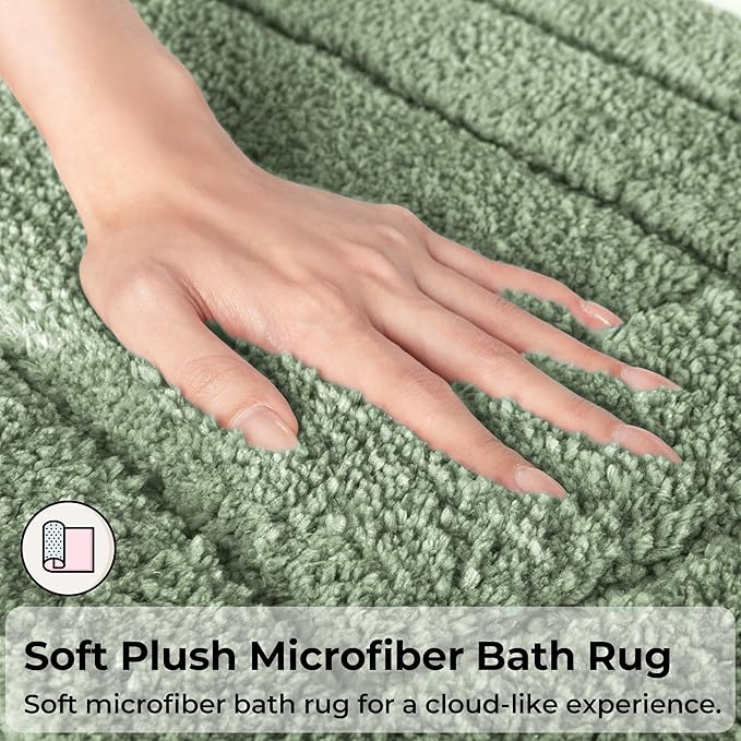 GRANNY SAYS Sage Green Bathroom Rugs Non Slip, 59" x 24", Small Bathroom Rugs Washable，Bath Mats for Floor, Microfiber Bath Mat for Tub, Absorbent Shower Rug