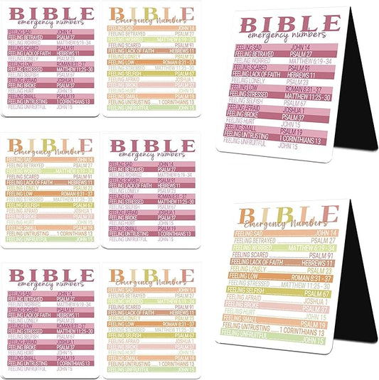 Bible Emergency Numbers Magnetic Bookmarks: 8 Pcs Religious Scriptures Magnet Book Marks, Christian Book Markers Clips, Gifts Sunday School Bible Study Supplies