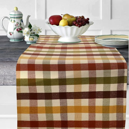 Urban Villa Christmas TableRunner 100% Cotton Fused Table Runner Christmas Special 14''x72'' Over Sized Buffalo Check TableRunner Heavier Quality