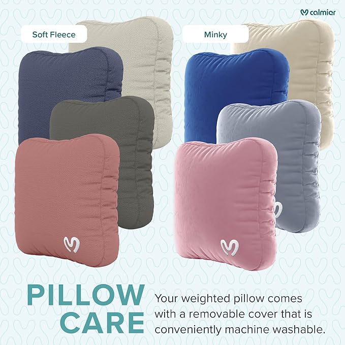 Calmier - 9 lb Sensory Weighted Pillow - Glass Bead Filled Hug Pillow - Ultra Plush Cozy Weighted Pillows for Adults and Kids - Child Sensory Pillow - Weighted Lap Pad (Pink - Fleece, 9 LBS)