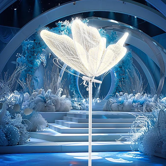 Butterfly Floor Lamp for Wedding Decor - 3 Color LED Ambient Lighting, Wall/Ceiling Mounted Romantic Party Lamp, Iron & Lace Design (31.4in, 1 PCS)