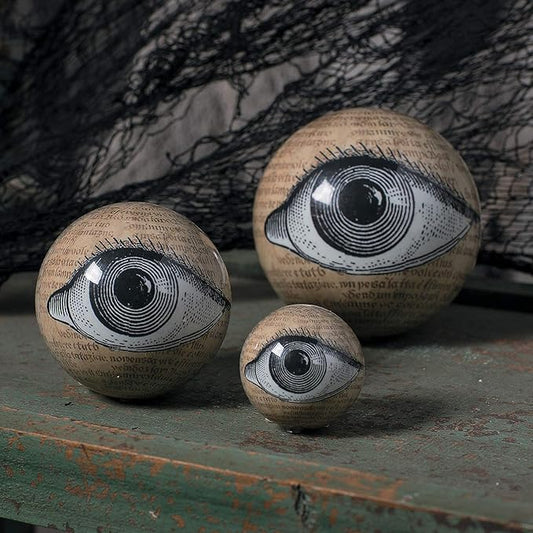Fun Express Eyeballs Orbs 9 Orbs, 3 Different Sizes, Halloween Decorations, Mantle, Fireplace, Tableside and Table Decor, Great for Spooky Holiday Parties