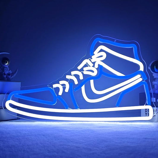 Sneaker Neon Sign Sports Shoe Neon Signs for Wall Dimmable LED Boys Neon Lights for Bedroom Man Cave Home Party Pub Neon Bar Sign Shoes Light up Signs Wall Decor (Blue)