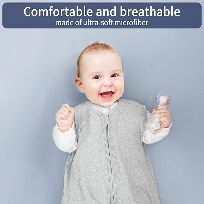 Baby Crib Sheets for Boys Girls, 2 Pack Fitted Crib Sheet for Standard Crib and Toddler Mattress, Soft Microfiber Baby Sheet 52x28x8in (Navy & Gray)