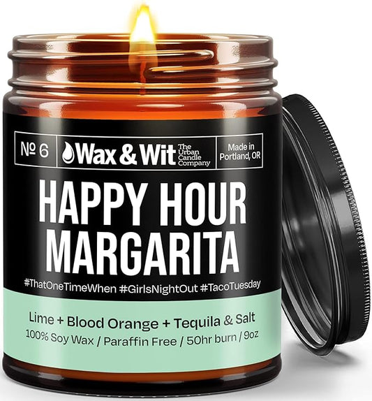 Wax & Wit Funny Soy Candle Gift for Women - Humorous, Aromatherapy Soy Wax Candle, Ideal for Housewarming, Coworker, Birthday – Lime, Blood Orange - 9oz