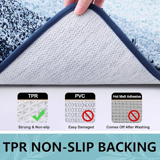 Arotive Microfiber Bathroom Rugs, Shaggy Soft and Absorbent Bath Rug, Non-Slip, Thick Plush Machine Washable Dry Bath Mats for Bathroom, Tub and Shower, 70x24, Dark Blue