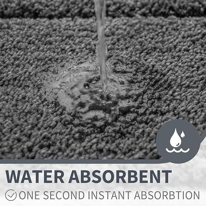 GRANNY SAYS Gray Bathroom Rugs Non Slip, Bath Mats for Bathroom, Super Soft and Water Absorbent, Microfiber Washable Bath Rugs for Floor, Tub and Shower, 16" x 24" Dark Gray