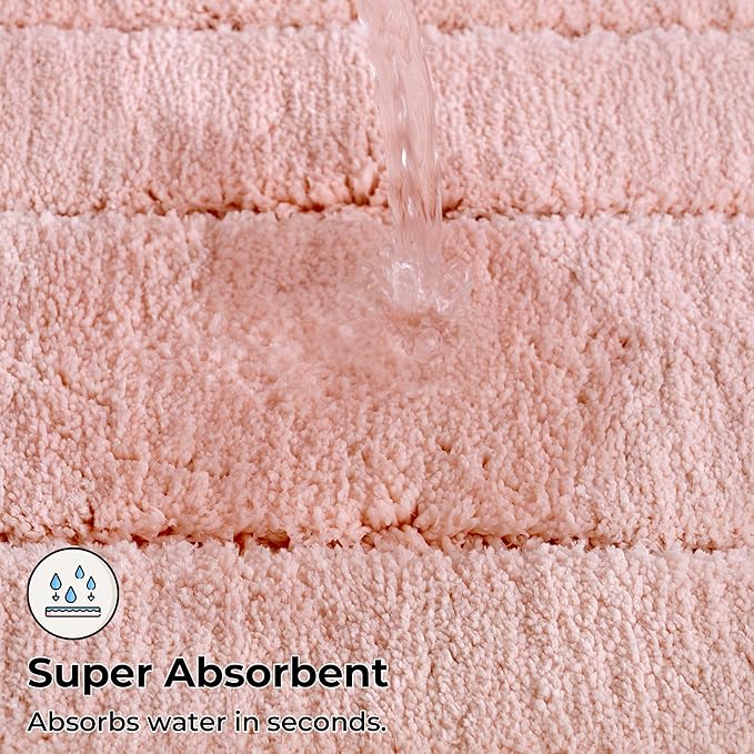 GRANNY SAYS Pink Bathroom Rugs Non Slip Washable, 24"x 36", Soft Bath Mats for Bathroom, Microfiber Shag Rug, Absorbent Bath Floor Mat, Large Bath Rug for Shower, Tub, Bedroom