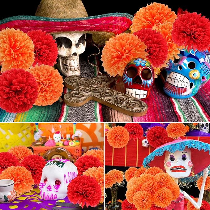 Hananona 12 Pcs Artificial Chrysanthemums Flowers Ball Flower, Orange Fake Mums Silk Fall Flowers for Autumn Home Decor Indoor Floral Arrangement Table Centerpiece (12, Orange)