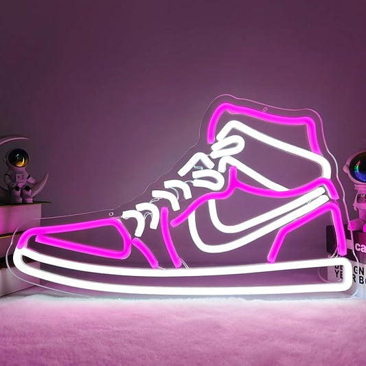 Sneaker Neon Sign Sports Shoe Neon Signs for Wall Dimmable LED Boys Neon Lights for Bedroom Man Cave Party Neon Bar Sign Shoes Light up Signs Wall Decor (Pink)