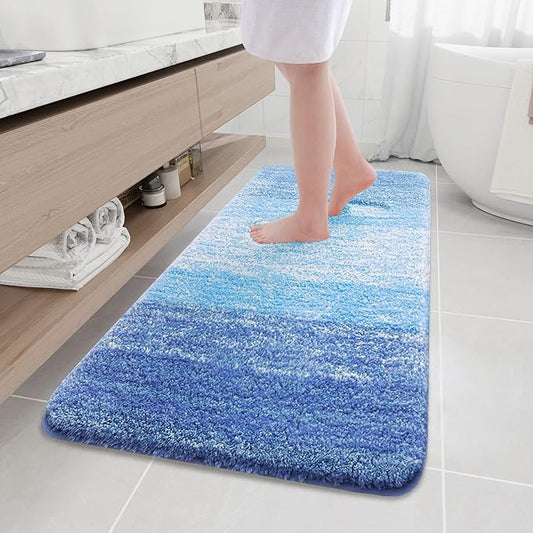 Arotive Microfiber Bathroom Rugs, Shaggy Soft and Absorbent Bath Rug, Non-Slip, Thick Plush Machine Washable Dry Bath Mats for Bathroom, Tub and Shower, 59x24, Light Royal Blue