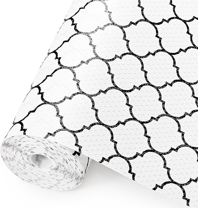Cooyes Shelf Liner – Non-Slip Shelf Liners for Kitchen Cabinets – Waterproof Shelf Paper with Modern Pattern – Durable EVA Cabinet Liners