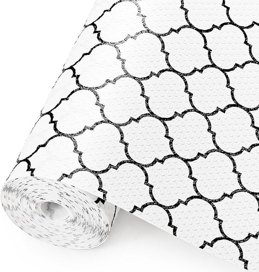 Cooyes Shelf Liner – Non-Slip Shelf Liners for Kitchen Cabinets – Waterproof Shelf Paper with Modern Pattern – Durable EVA Cabinet Liners