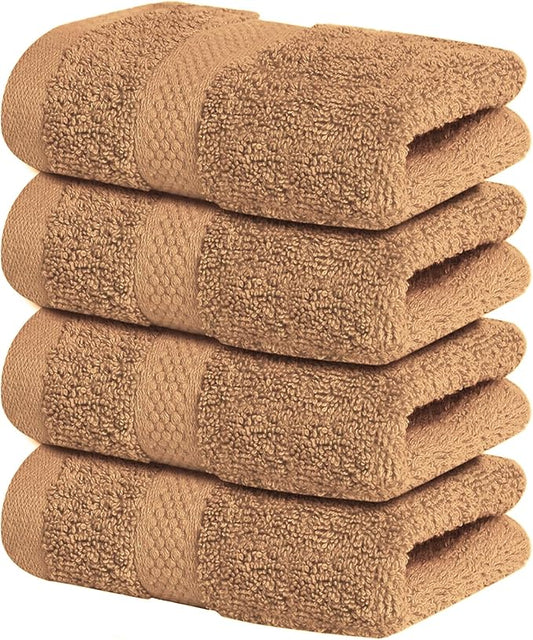 Infinitee Xclusives Premium 100% Cotton Wash Cloths for Showering - Pack of 4, (12x12) Inches - Highly Absorbent, Soft Face Towels, Washcloths Perfect for Bathroom, Hotel, Gym |Cosmic Sand|